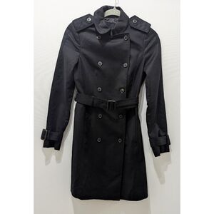 ZARA Black Double Breasted Trench Coat Women's Size XS
